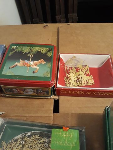 Golden Accents brand ornament tins