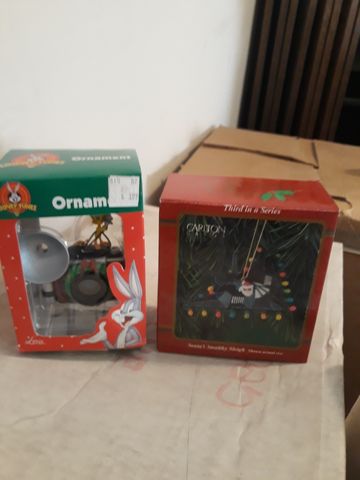 Assorted boxed Christmas ornaments